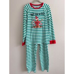 Jammies For Your Families Cuddl Duds Mens XL Gingerbread Pajama Set Green White